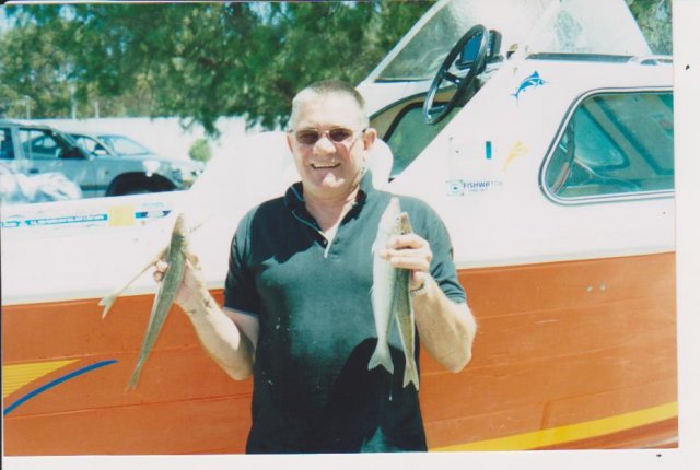 Dad with a couple of Wallaroo whiting Dad with a couple of Wallaroo whiting